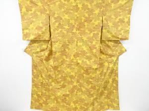 アンティーク　花模様織出し手織り紬着物